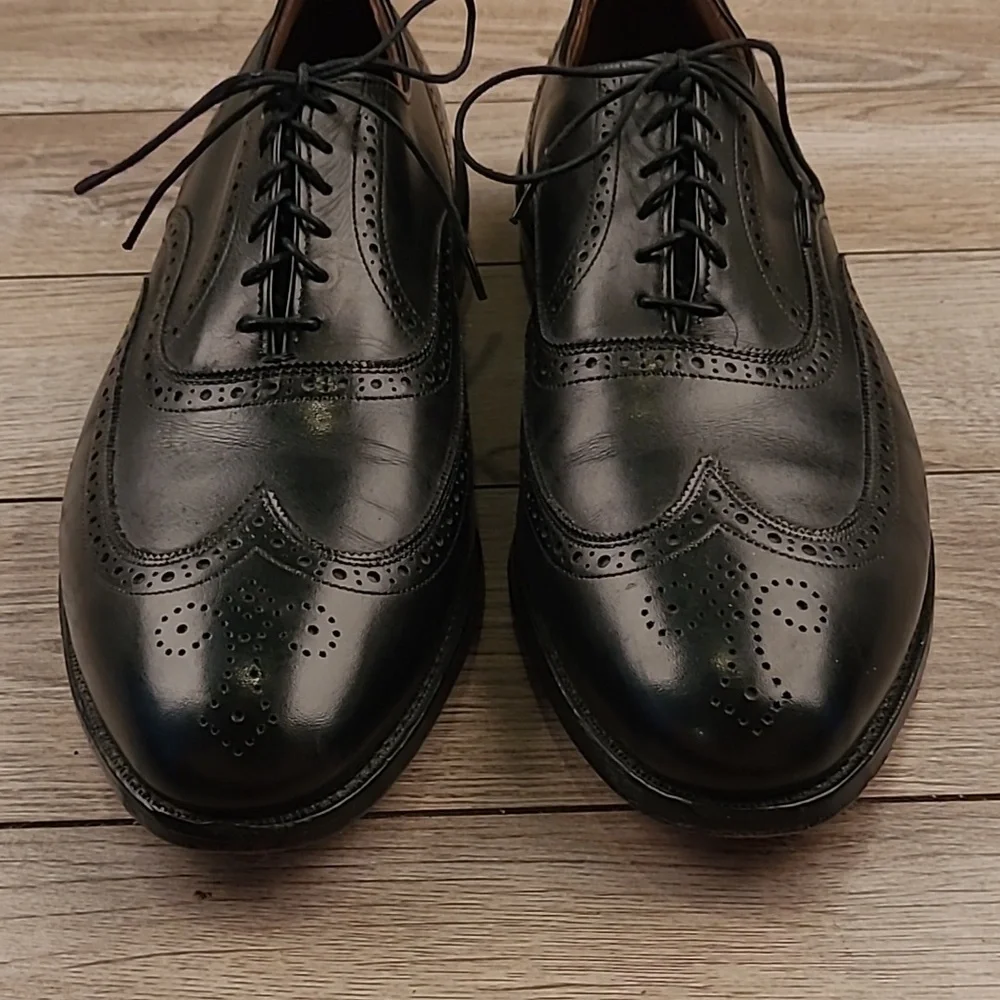 ALLEN‎ EDMONDS Chester Oxford Black Leather Sz 12 C Mens Wingtip Dress Shoes